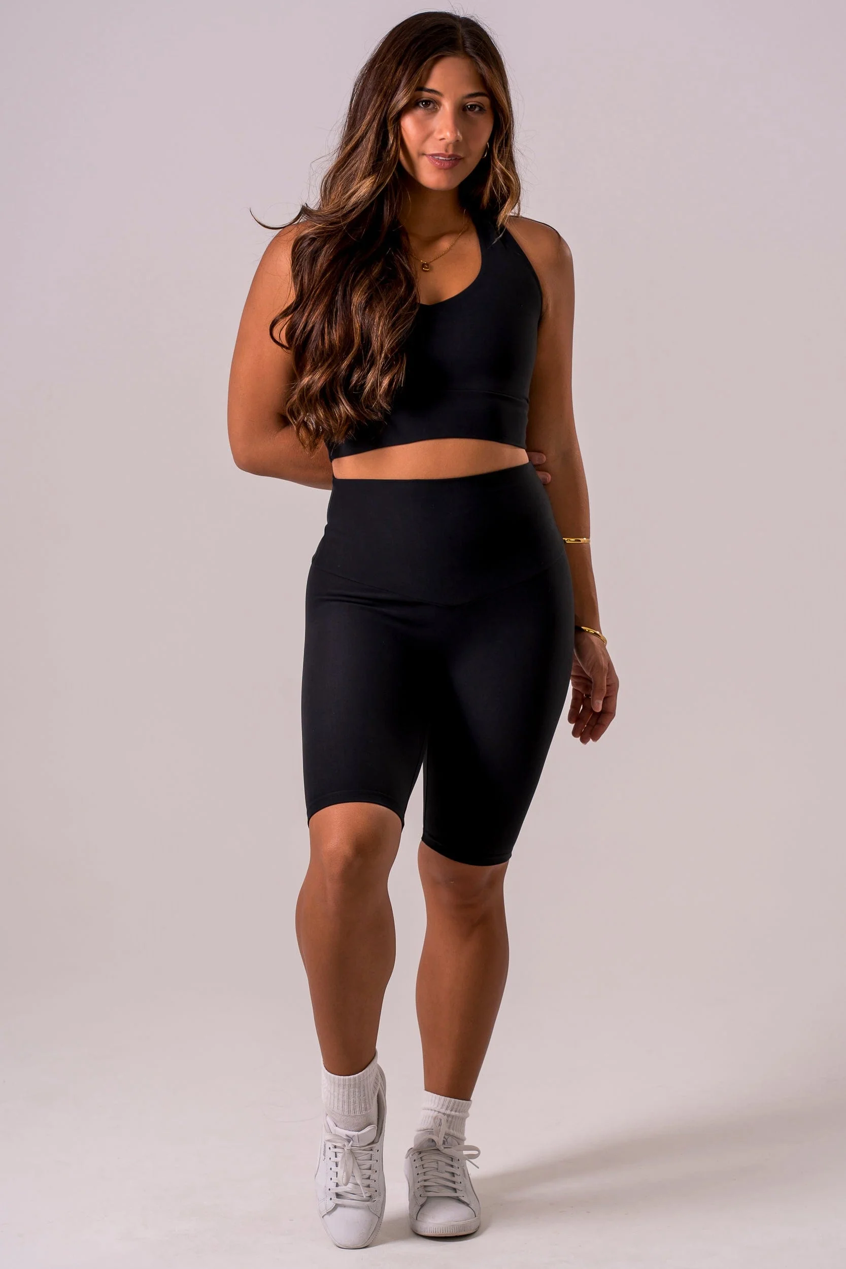 Black Dynamic High Waisted Bike Shorts - Image 3