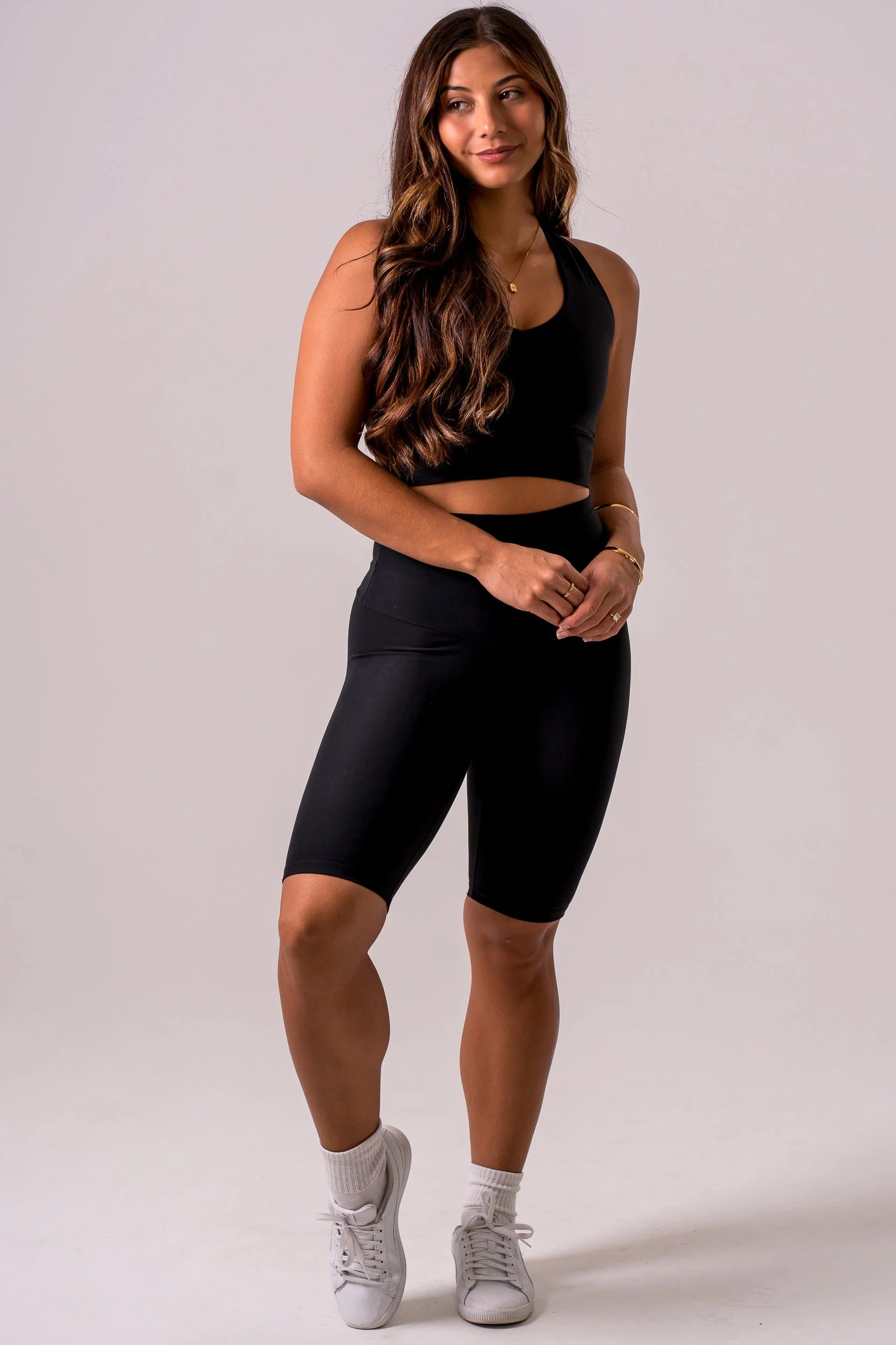 Black Dynamic High Waisted Bike Shorts - Image 6