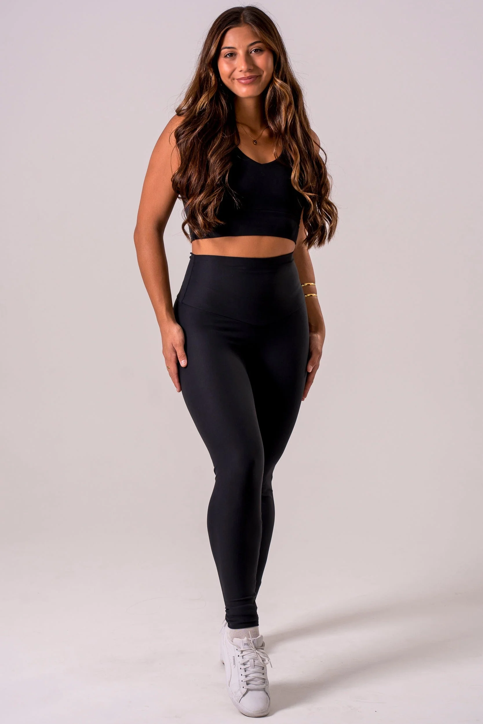 Black Dynamic High Waisted Ankle Biter Leggings - Image 3