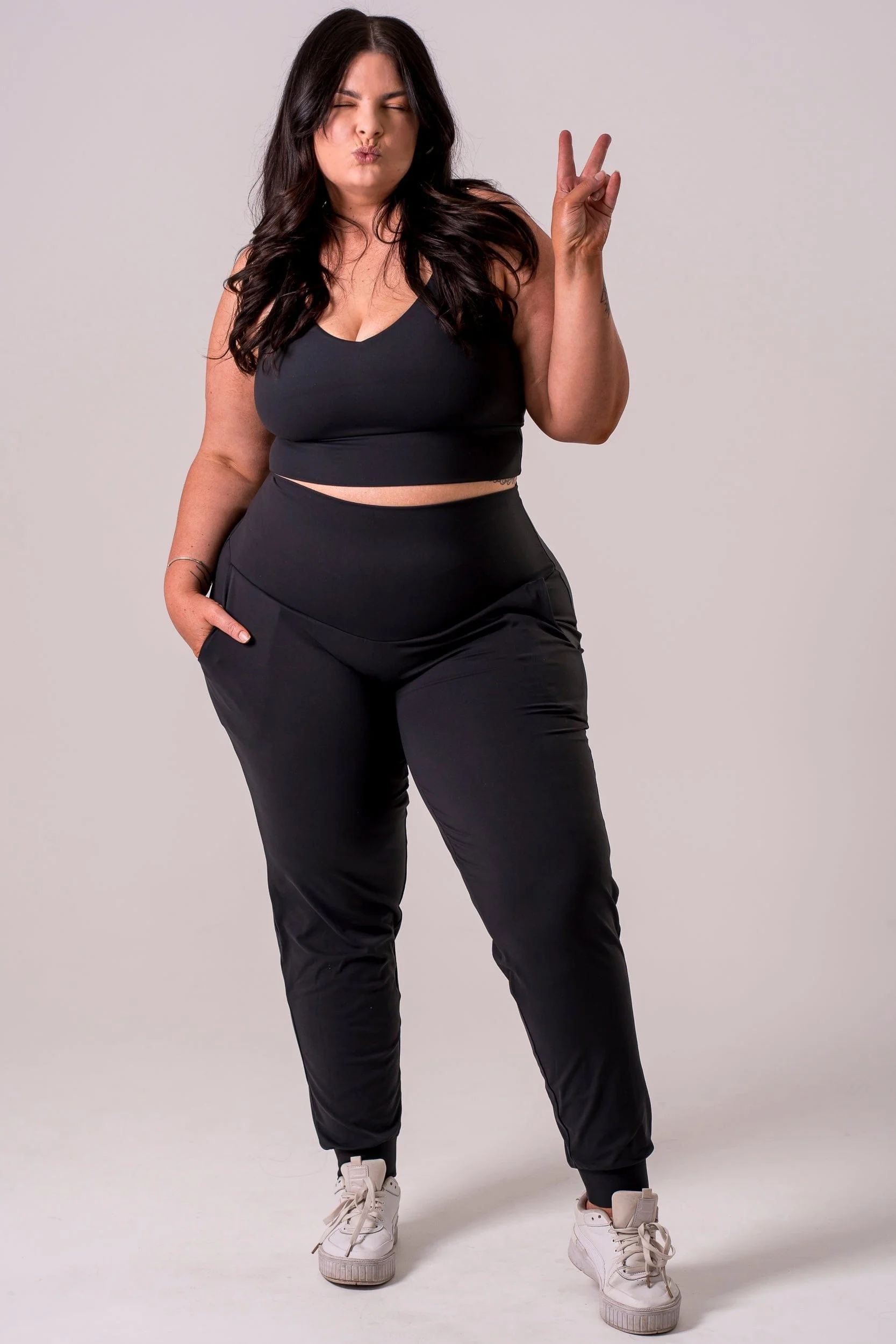 Black Luxe Long Jogger - Image 8
