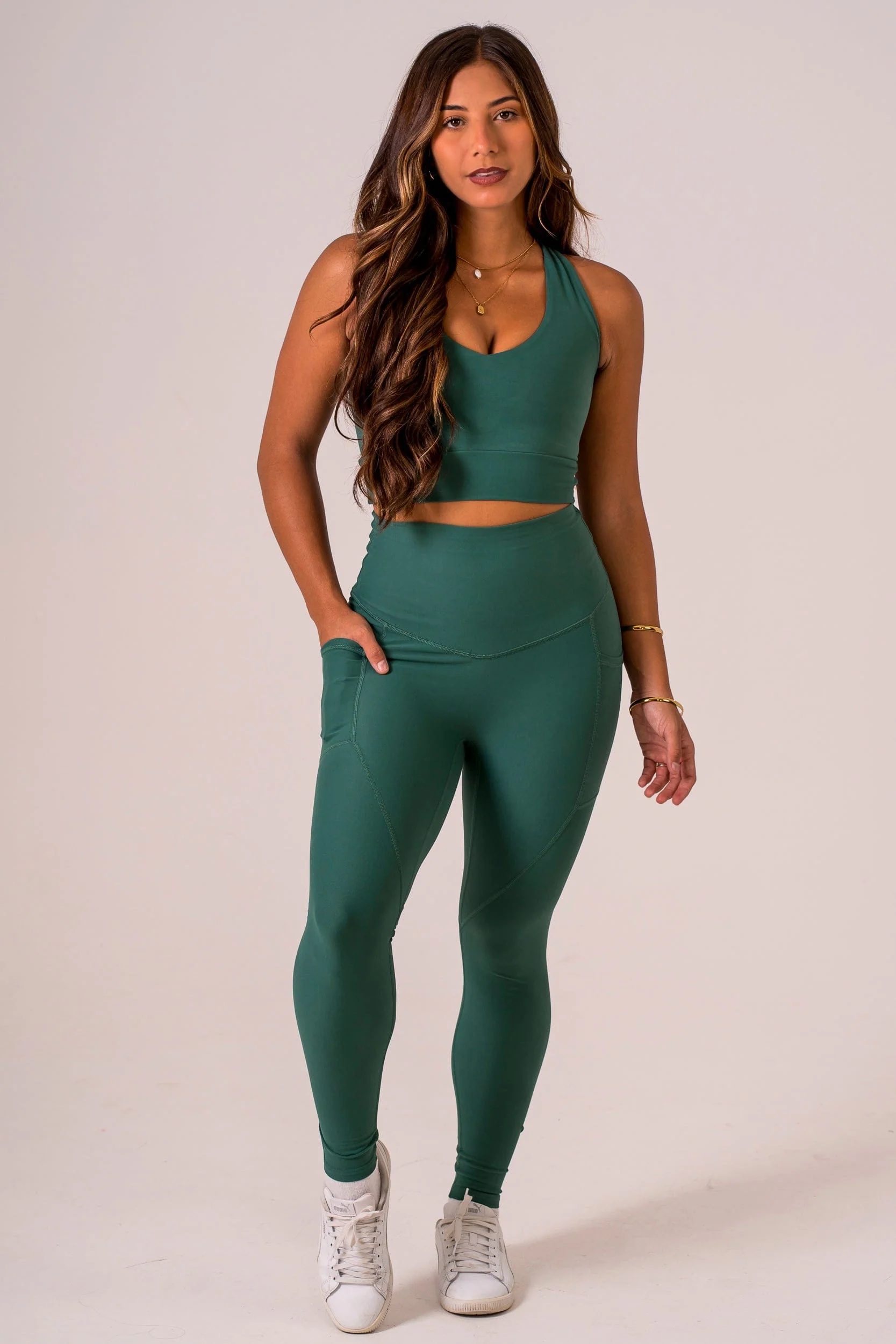 Forest Dynamic High Waisted Pocket Shaper Ankle Biter Leggings - Image 4