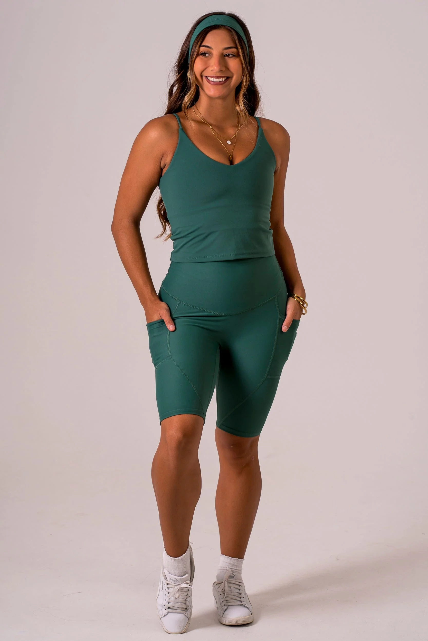 Forest Dynamic High Waisted Pocket Shaper Bike Shorts - Image 3