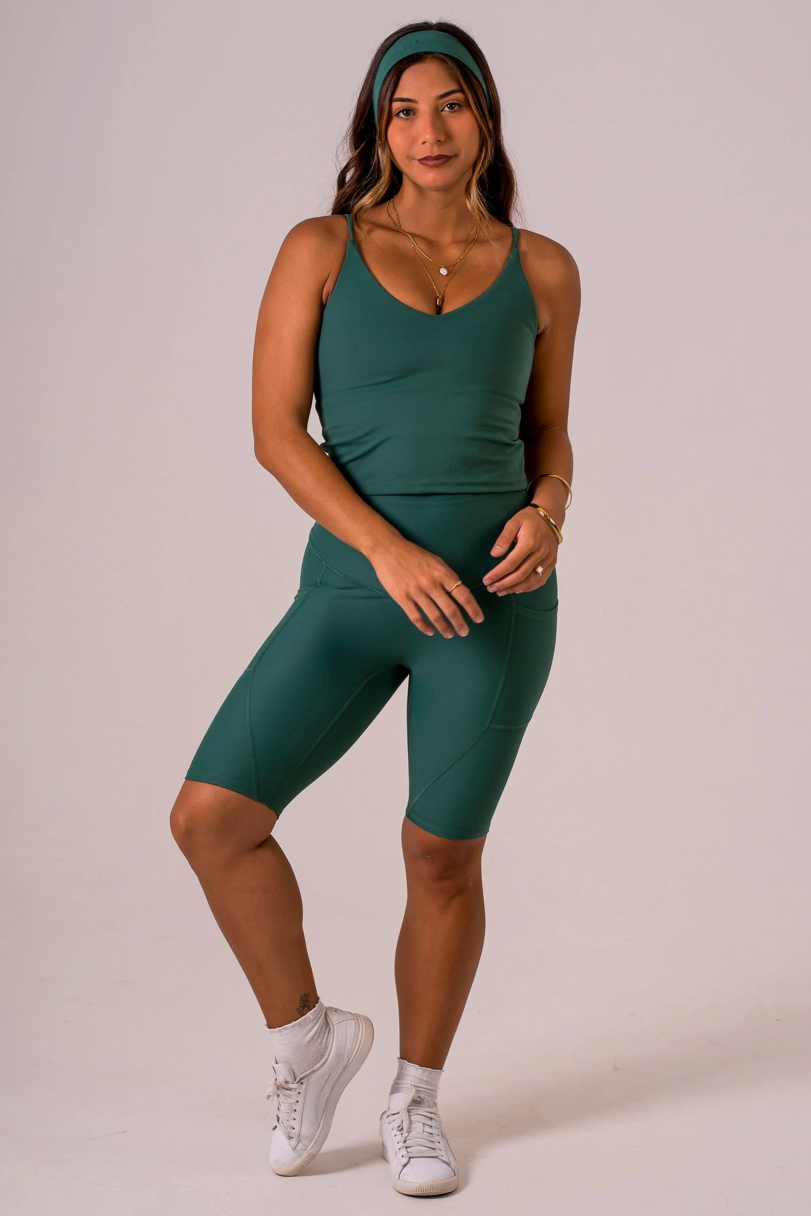 Forest Dynamic High Waisted Pocket Shaper Bike Shorts - Image 4