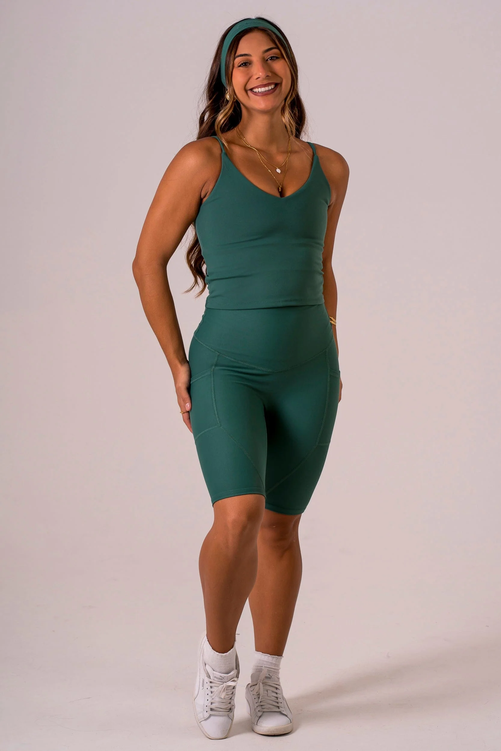 Forest Dynamic High Waisted Pocket Shaper Bike Shorts - Image 6