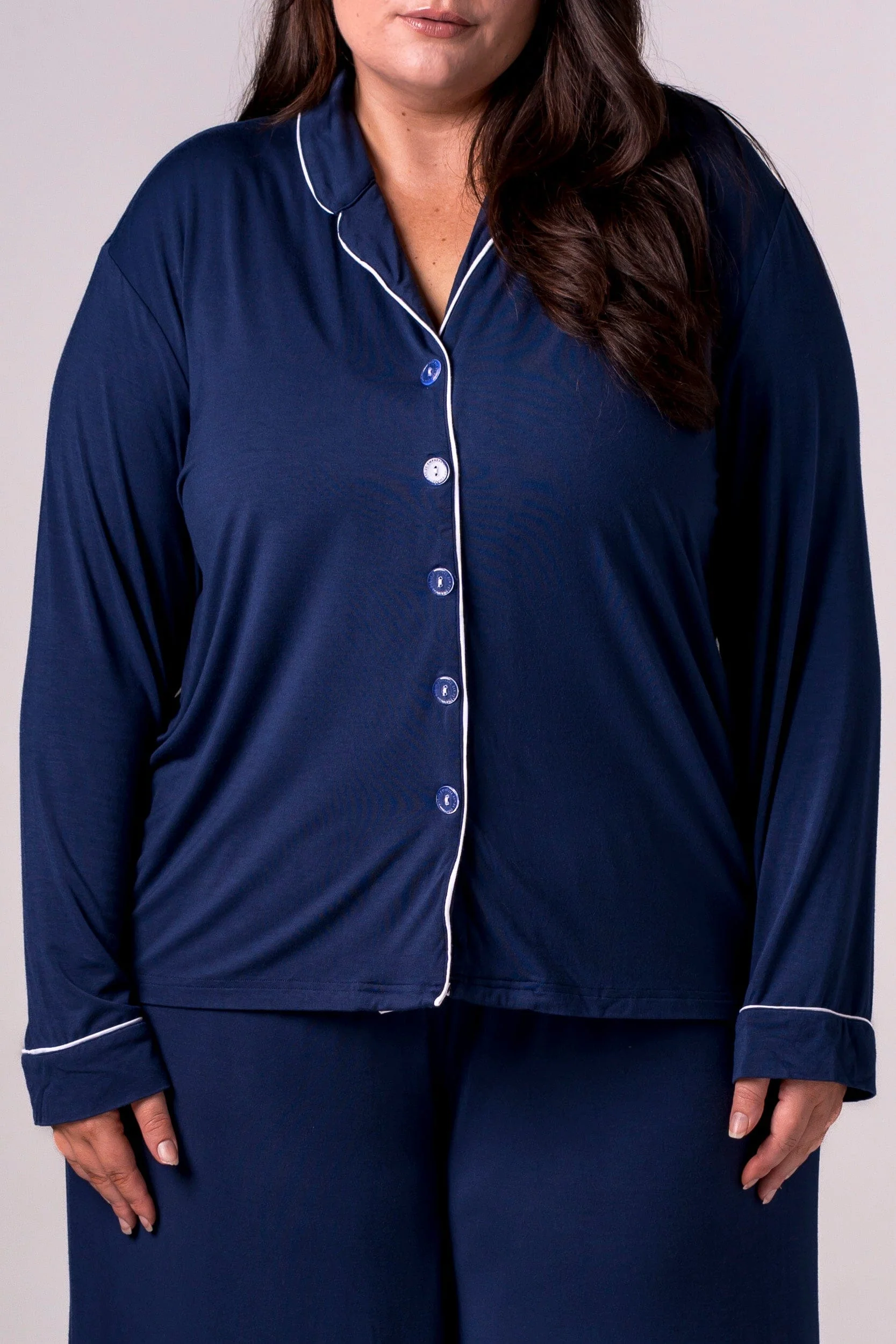 Navy Bamboo Pyjama Long Set - Image 4
