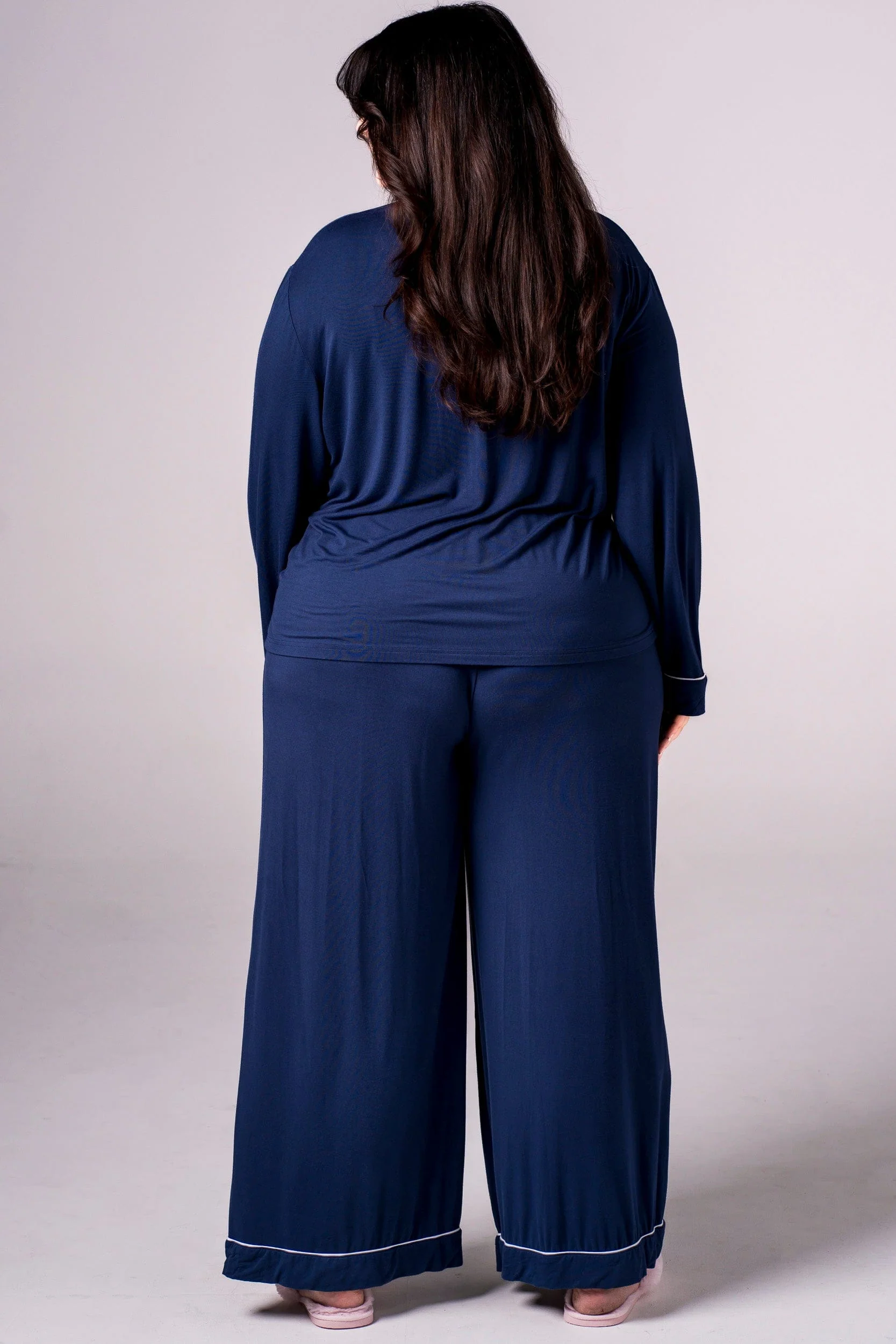 Navy Bamboo Pyjama Long Set - Image 6