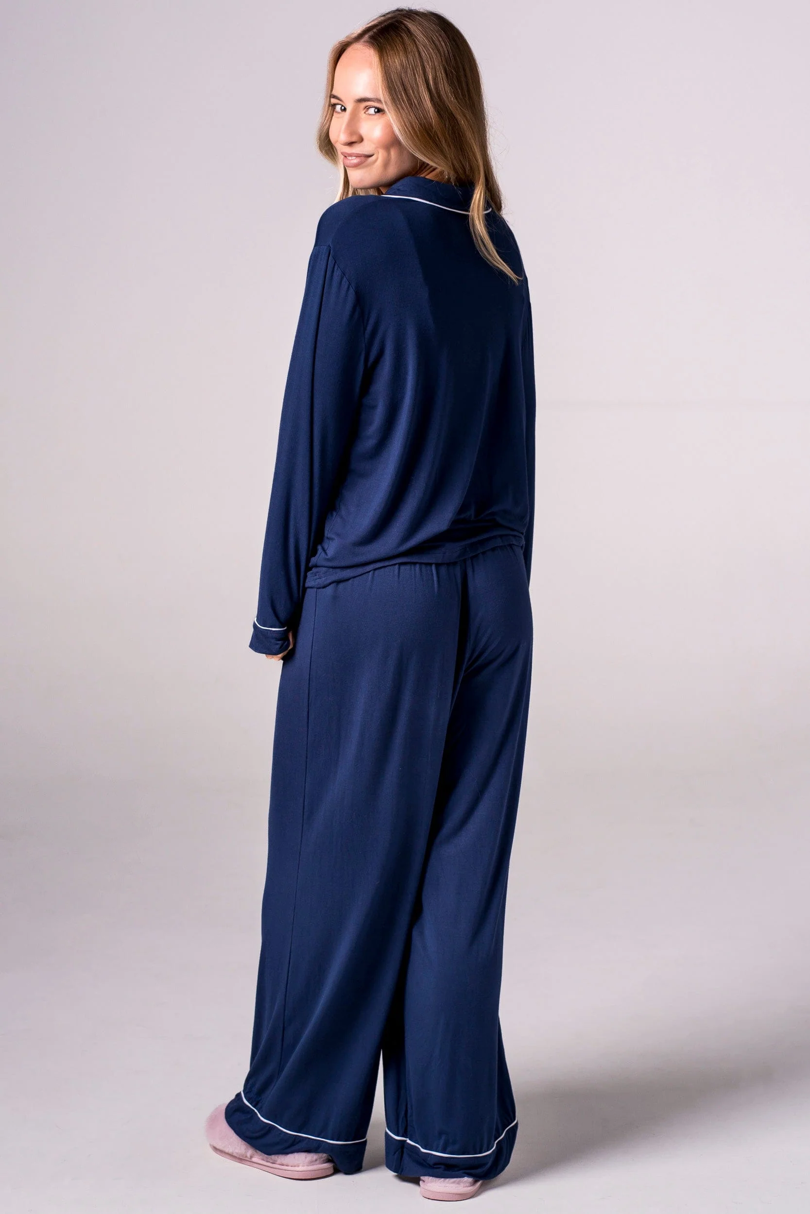 Navy Bamboo Pyjama Long Set - Image 8