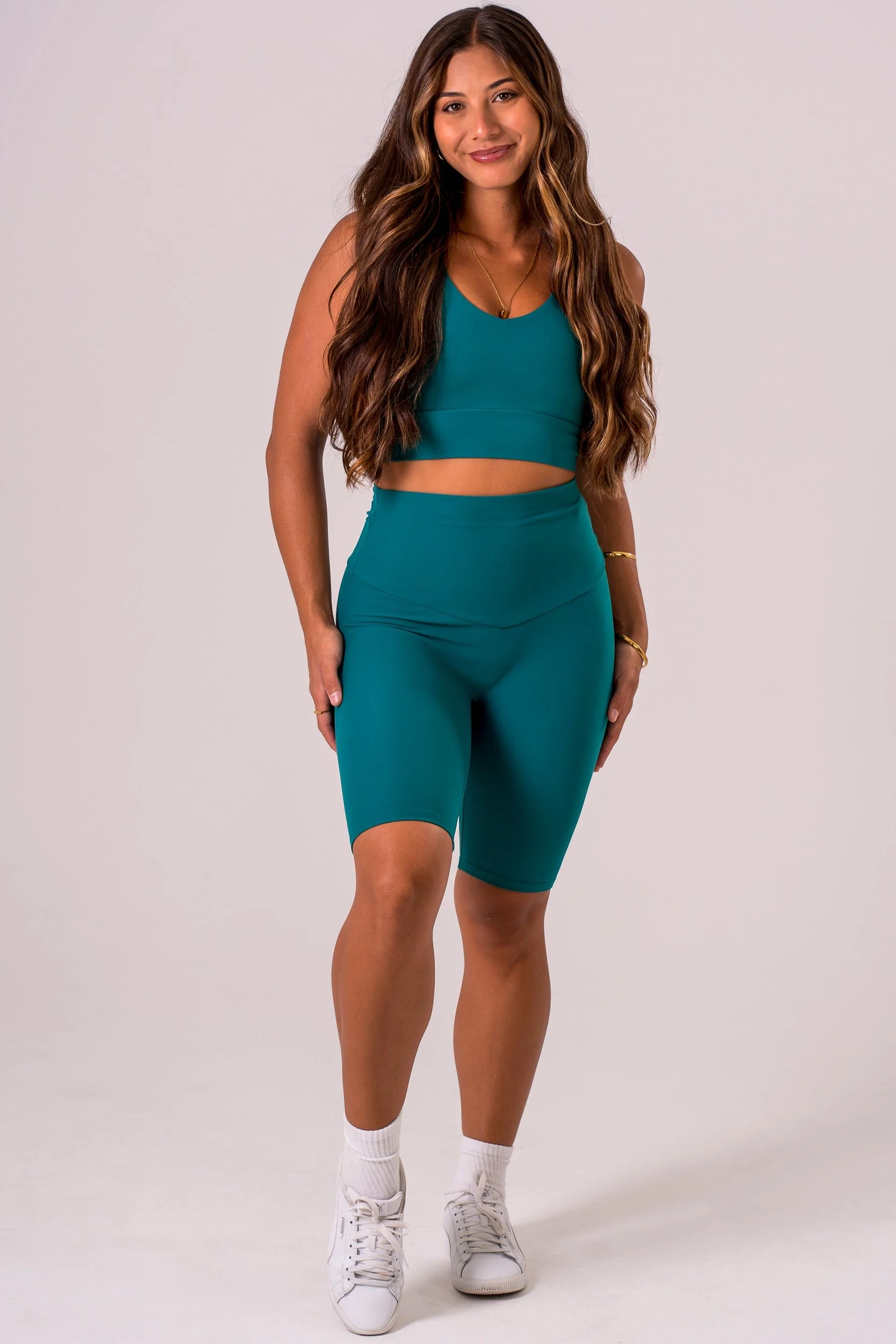 Teal Dynamic High Waisted Bike Shorts - Image 6