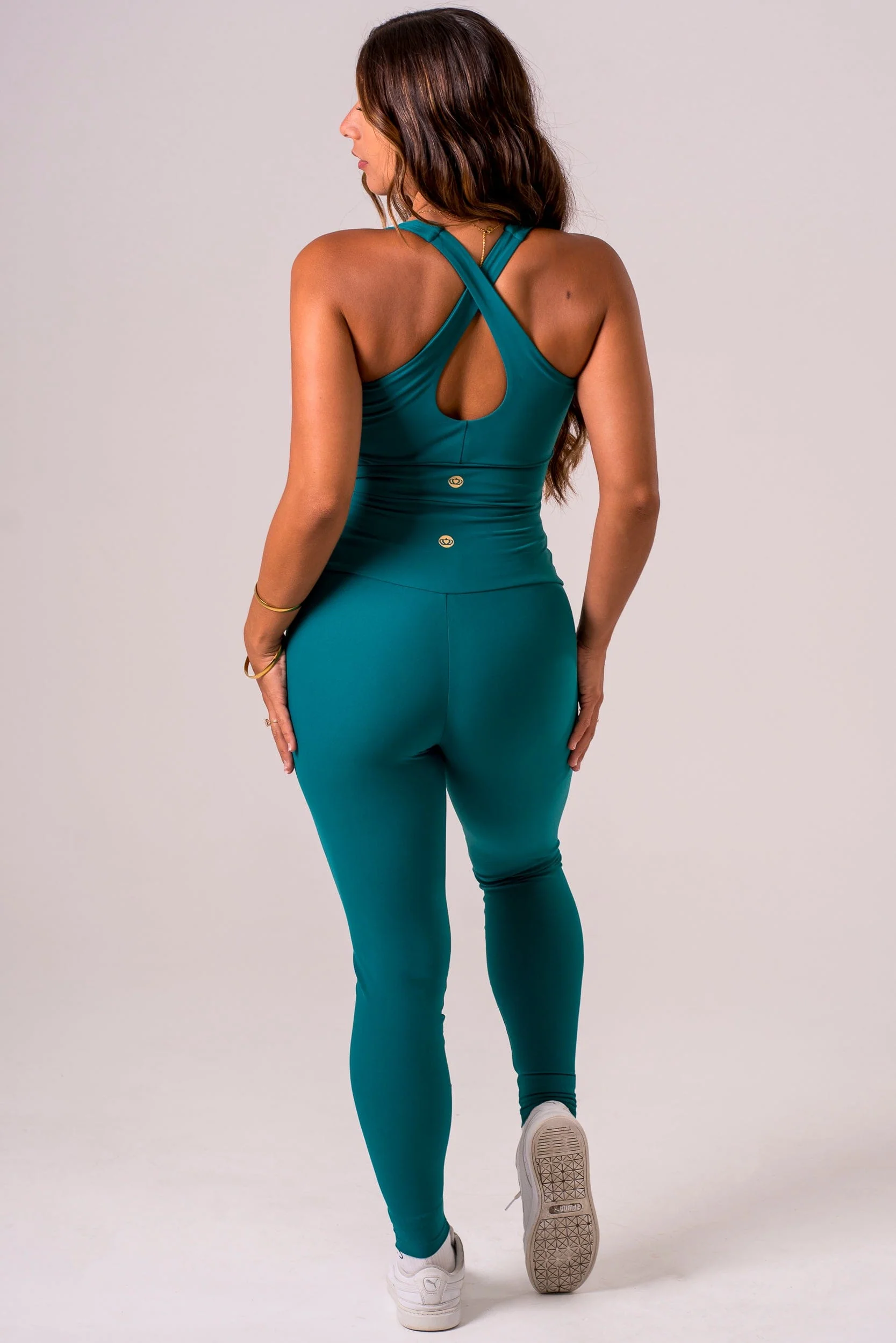 Teal Dynamic High Waisted Ankle Biter Leggings - Image 2