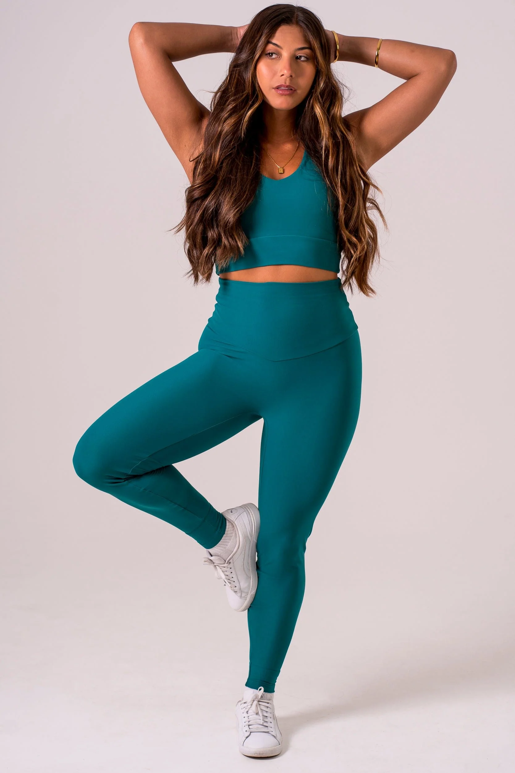Teal Dynamic High Waisted Ankle Biter Leggings - Image 3