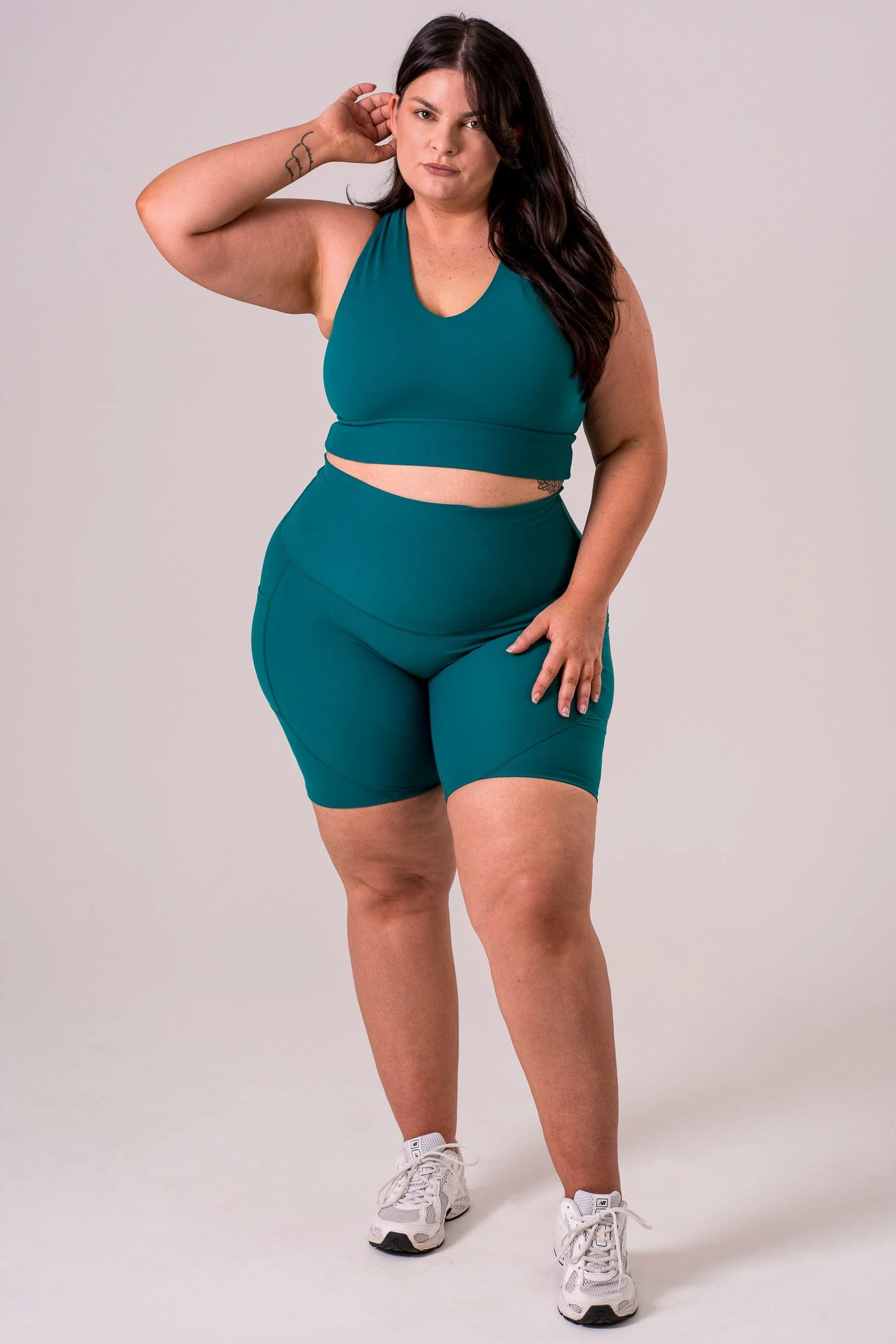Teal Dynamic High Waisted Pocket Shaper Booty Shorts - Image 6